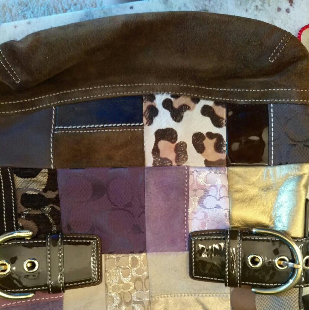 Authentic Coach Patchwork Suede/Leather Handbag - image 4